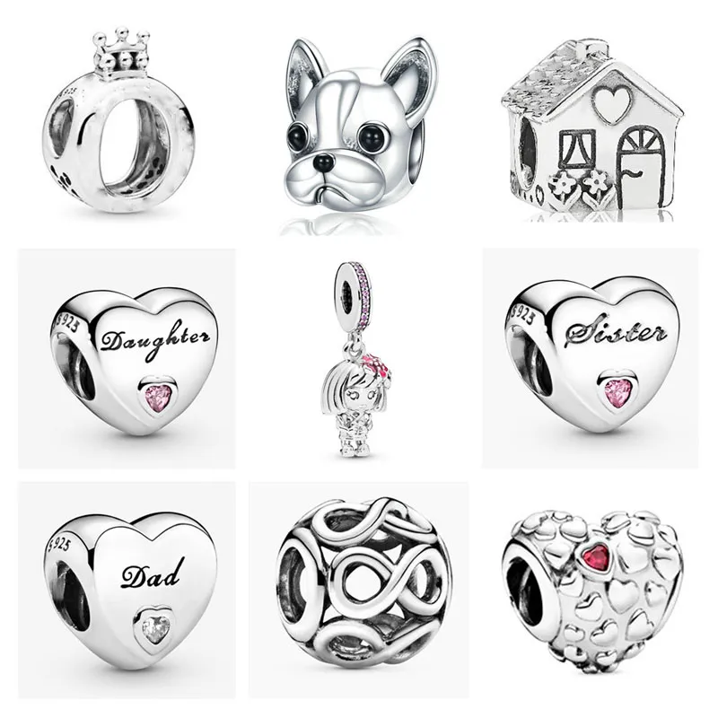 Neue beliebte 925 Sterling Silber Charm Krone Haustier Hund Haus DIY Perlen geeignet für Primitive Pandora Armband Damen Schmuck Mode-Accessoires