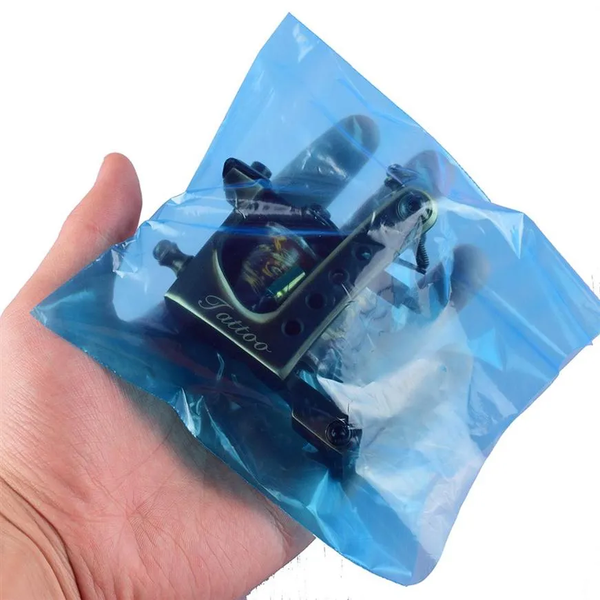 200pcs/로트 안전 일회용 위생 플라스틱 투명 파란색 문신 용품 커버 백 문신 머신 펜 커버 백 클립 코드 소매 T237m