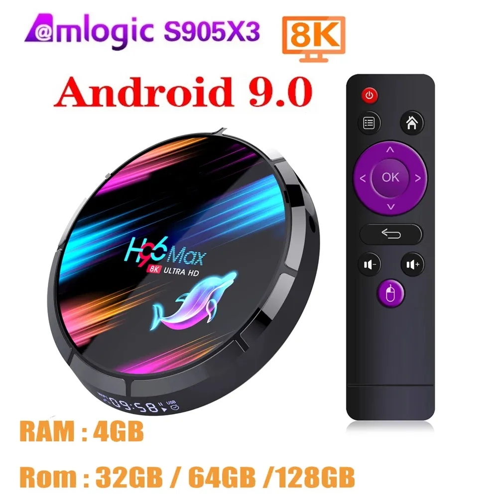 H96 MAX X3 ANDROID 9.0 AMLOGIC S905X3 TV BOX 4GB 32GBデュアルWIFI 2.4G 5Gメディアプレーヤーセットトップボックス