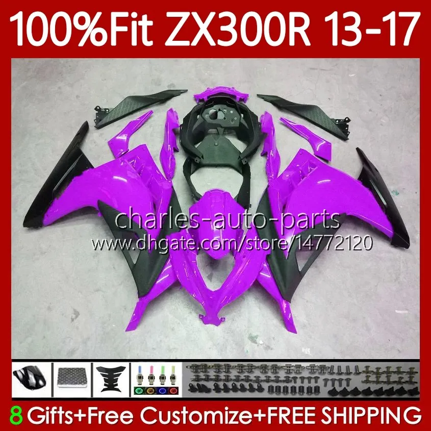 Fairings de injeção para Kawasaki Ninja ZX-300R ZX3R EX ZX 3R 300R 2013 2014 2015 2016 2017 125Não.116 ZX-3R EX-300 13-17 Roxo preto ZX300 EX300R ZX300R 13 14 15 16 17 Corpo do OEM