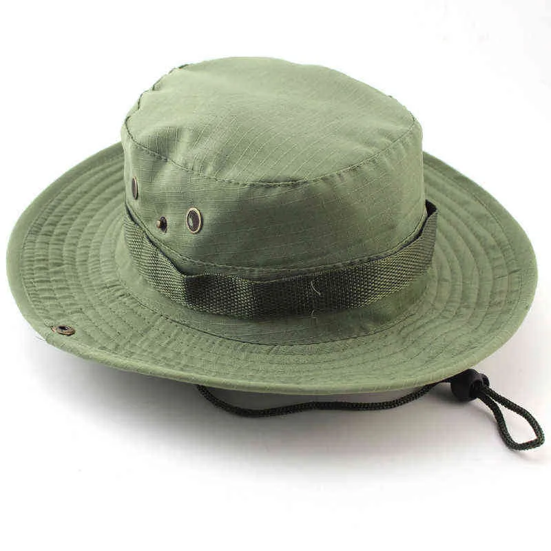 Outdoor Uomo Pesca Cappello da caccia Cappello da pescatore militare Safari Boonie Cappello Panama Cotone Unisex Donna Estate Bob Protezione solare Cappelli G220418