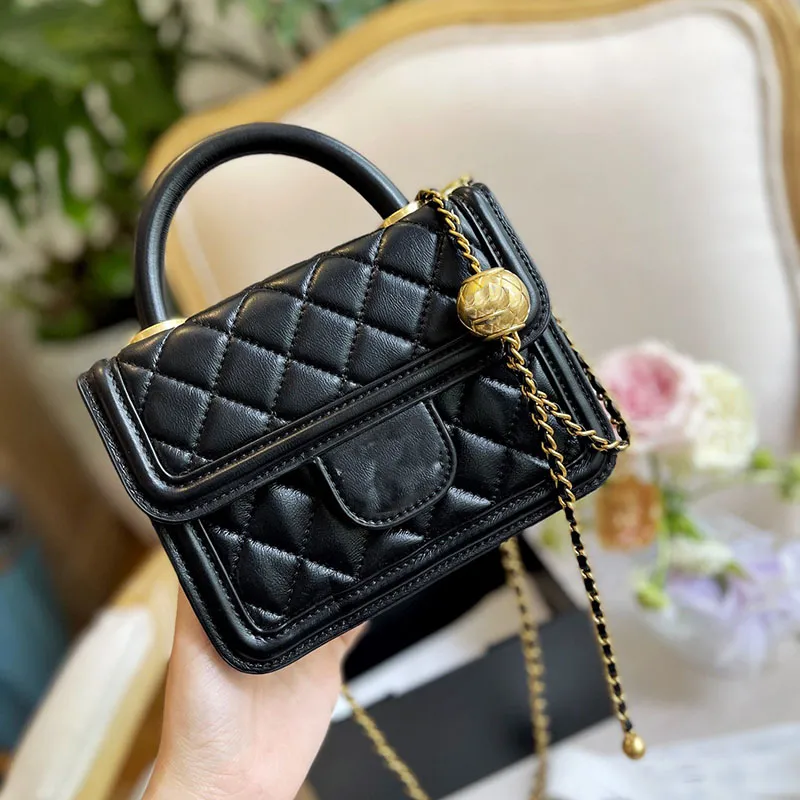 2022Ss Designer Donna Mini Borsa in pelle Classic Flap Diamond Lattice Tote Moda Piccola palla dorata Tracolla regolabile Crossbody Cosmetic