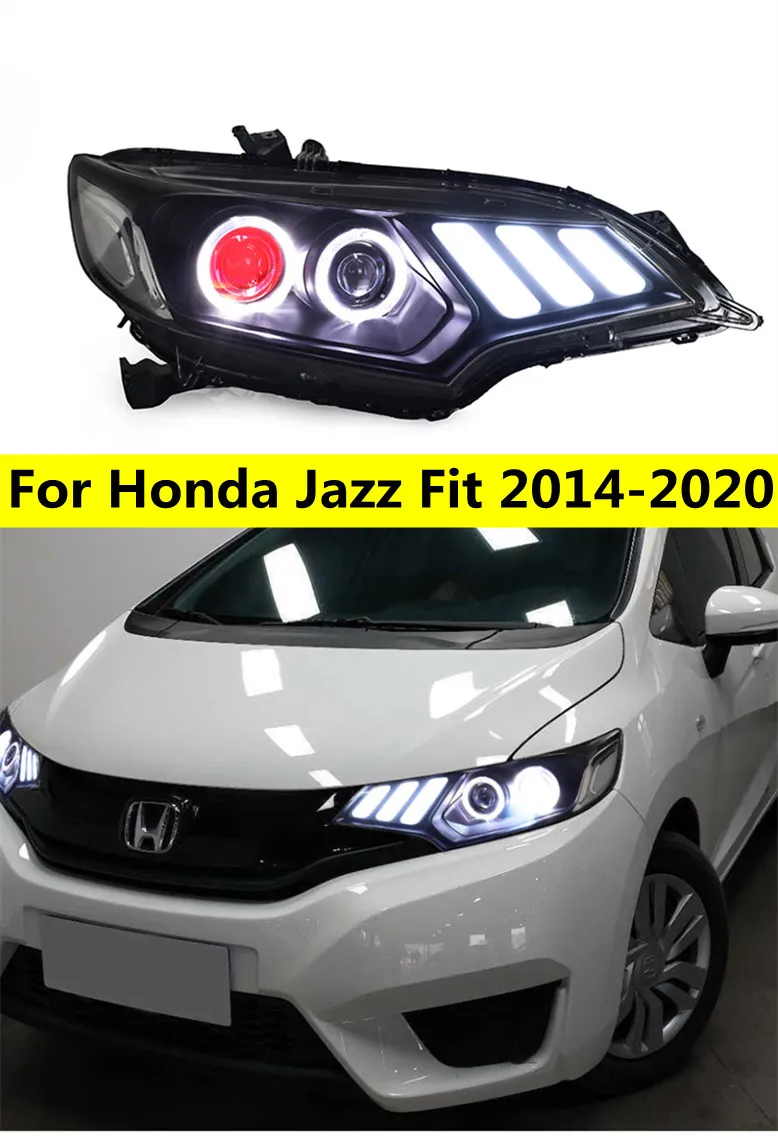 LED-strålkastarlökor för Honda Jazz Fit Xenon-strålkastare 20 14-20 20 Bil LED Turn Signal High Beam Angel Eye Dayime Running Lights254b