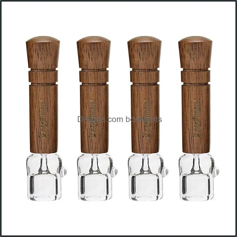 Glass Cigarette Holder Smoking Pipes Walnut Wood Removable Woodiness Suction Nozzle Eco Friendly Wear Resistant Style 8xb O2