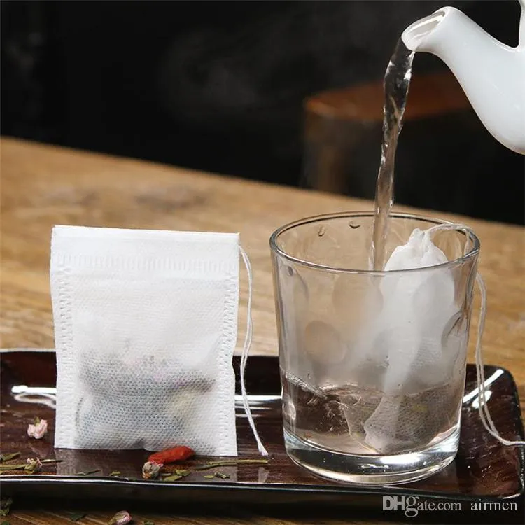 Fashion Hot Empty Teabags Tea Bags String Heal Seal Filter Paper Teabag 5.5 x 7CM for Herb Loose Tea