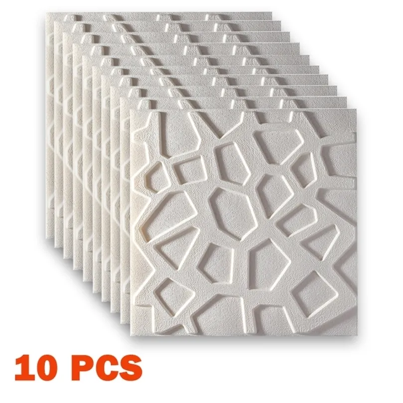 10pcs 3D Wall Stickers Decorative Adhesive Panels Home Bedroom Decor Waterproof Wallpaper Living Room Bathroom Kids Kitchen TV 220510