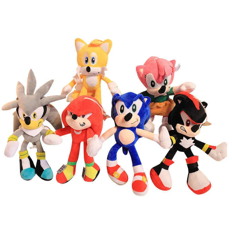 Plush Hedgehog Toy Sonic 6Style 20cm Söt animationsfilm och tv -spel som omger docktecknad Plush Animal Toys Children's Christmas