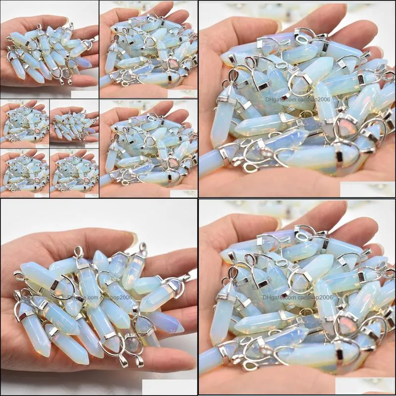 Fashion hotselling opal stone Charms Hexagonal healing Reiki Point charms pendants for jewelry making