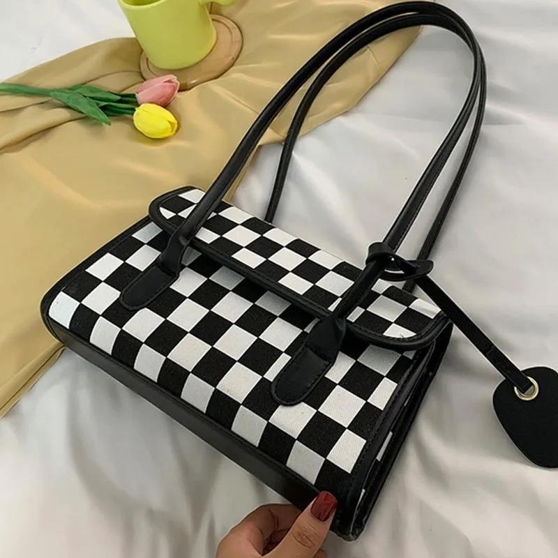 Bolsos de noche pequeños de cuero PU para hombro cuadrados para mujer 2022 mosaico a cuadros de diseñador para mujer bolso con solapa bolso de viaje para mujer