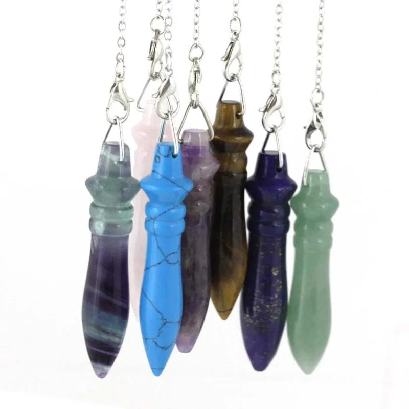 Pendanthalsband Kft Natural Healing Crystal Quartz Pendulum Amethysts Lapis Lazuli Reiki Stone Amulet Pendule Spatination Jewelry