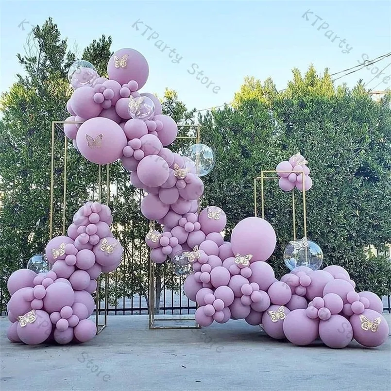 152pcs Macaron Purple Balloons Garland Arch Kit Wedding Decoration 3D Ballon Globos Baby Shower Birthday Party Decor 220524