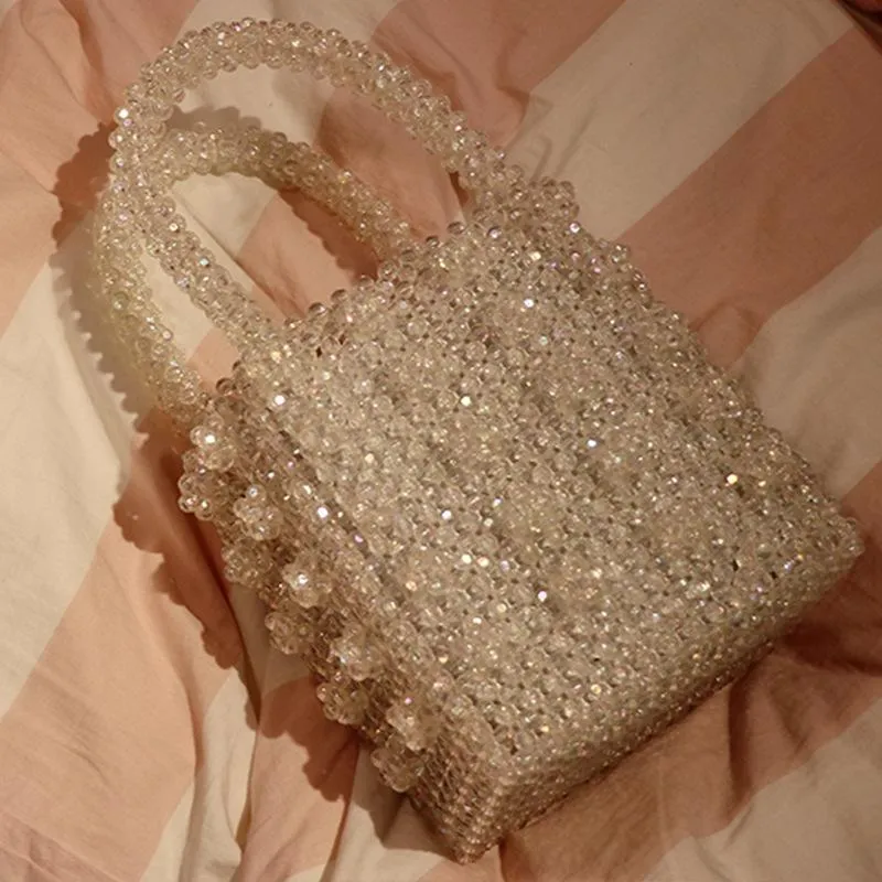 Evening Bags Crystal Lady Dinner Bag Handbag Ins Niche Artificial Weaving Heavy Industry Pearl Name