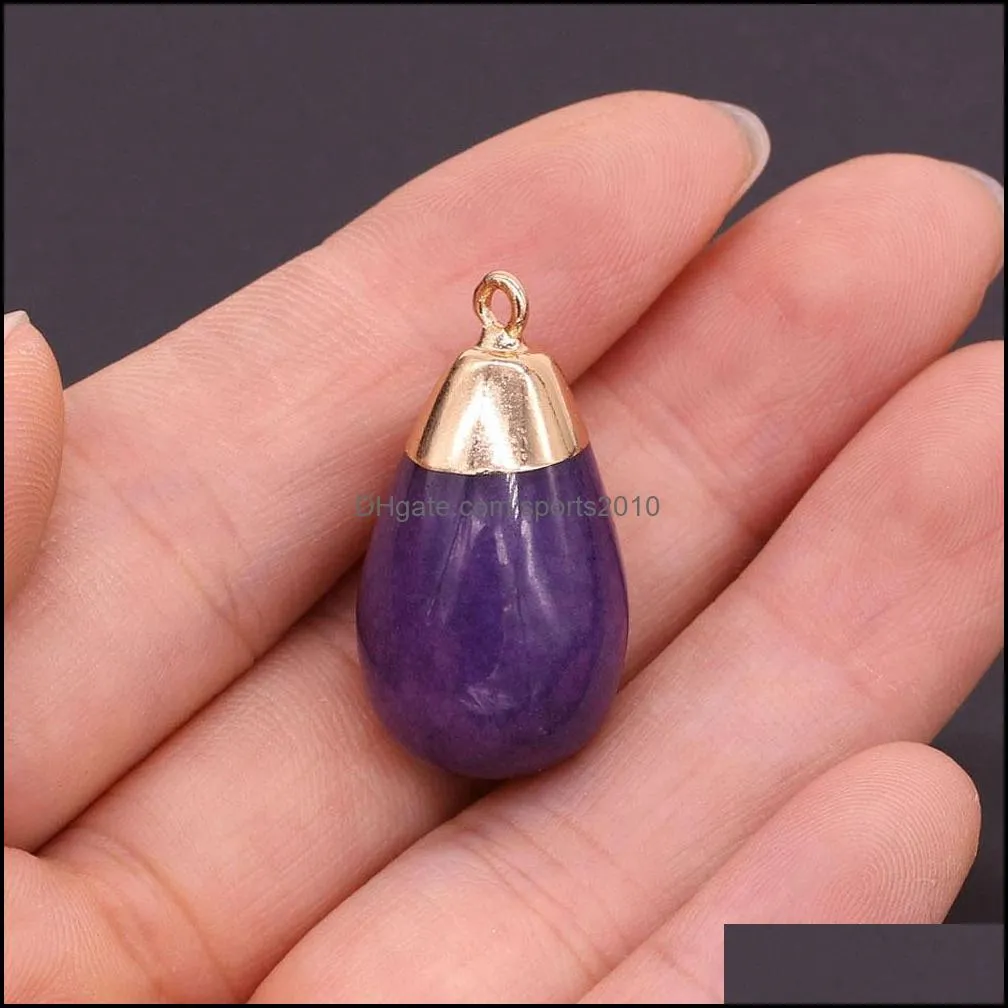 elegant natural stone charms waterdrop pendant rose quartz healing reiki crystal diy necklace earrings women fashion jewelr sports2010