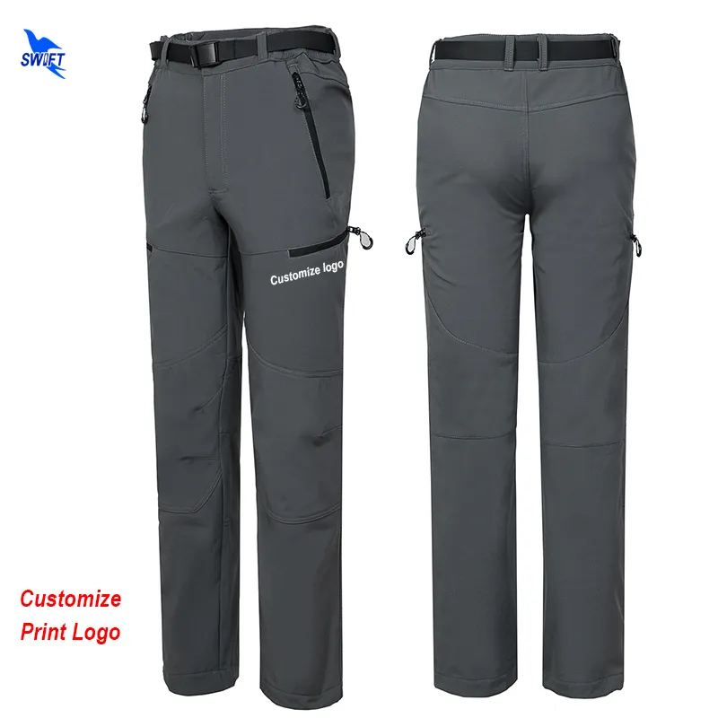 Customize Spring Winter Men Hiking Pants Outdoor Softshell Trousers Waterproof Warm Fleece Camping Skiing Climbing Clothing 220613