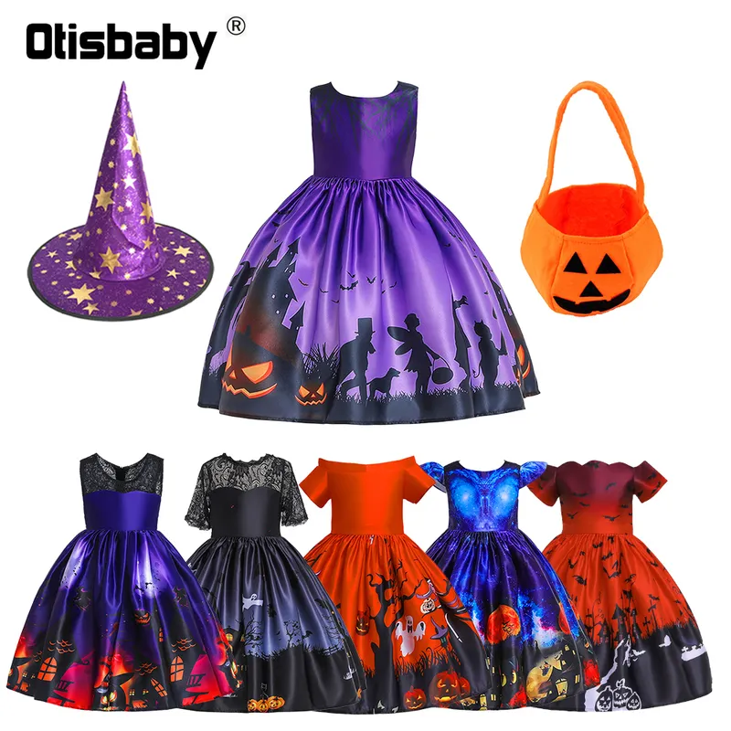 Besondere Anlässe Halloween Vampirina Kleid für Mädchen Kleinkind Party Karneval Hexenkostüm Maskerade Kinder Kürbis Ghost Up Candy Bag 220826