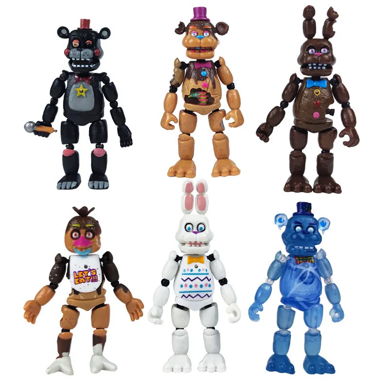 ゲームFNAFおもちゃボニーフォクシーファズベアベアアクションフィギュア人形5泊のおもちゃお子様のための光とクリスマスギフト220531