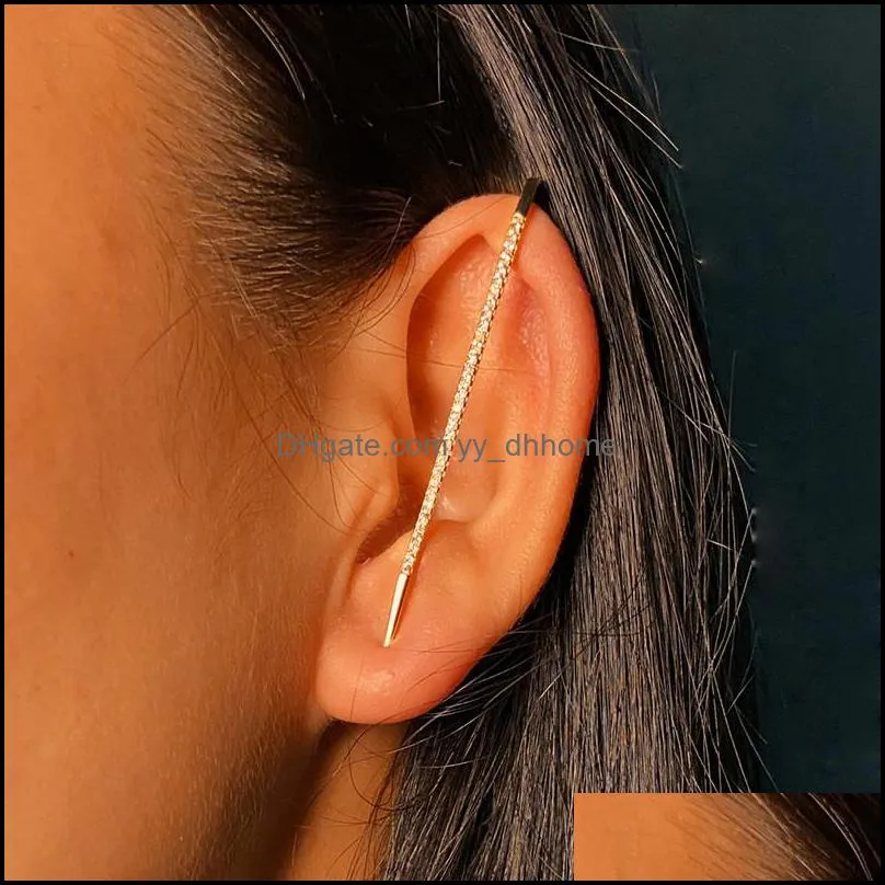 fashion climber piercing ear cartilage clip on earrings crawler hook earring rhinestone earcuffs studs jewelry for women k387fa