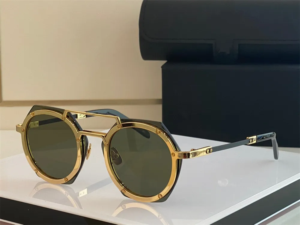 Top Quality Mens Sunglass Luxury Brand Design Fashion Style Mirror Sunglasses Shades Steampunk Retro Vintage Man Glasses Women Hexagon Eyewear 006