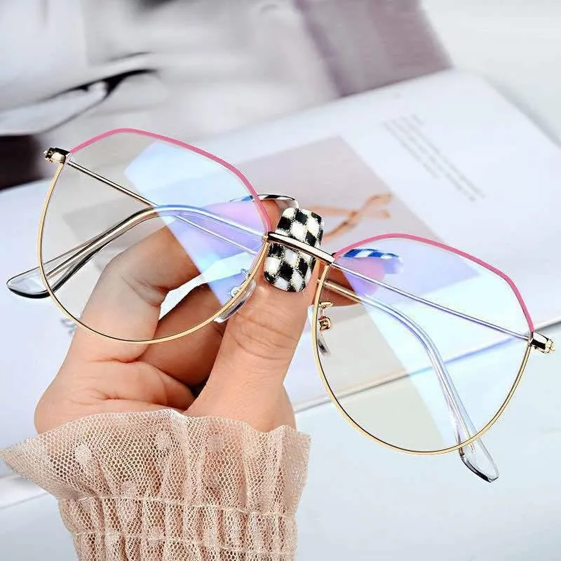 Moda güneş gözlüğü çerçeveleri Seksi gözlükler kadınlar için sahte gözlük alaşım gözlükler çerçeve retro miyopi kızlar göz