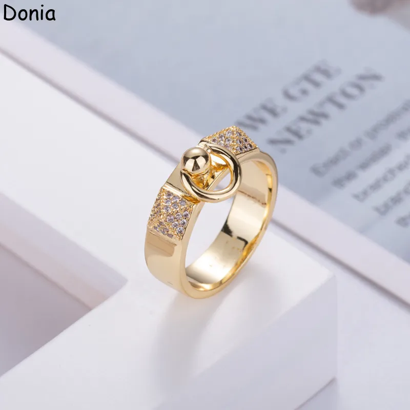 Anello di lusso gioielli Donia esagerato moda europea e americana naso di maiale titanio micro-intarsiato zircone designer creativo con scatola