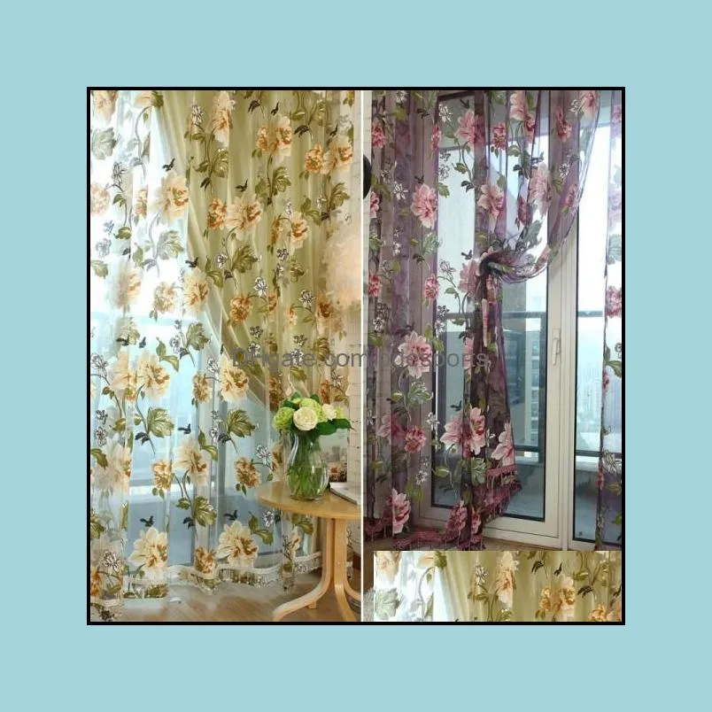 Home Textile Flower Embroidered luxury 3D Voile Curtains fabric Tulle Sheer Curtains For Kitchen Bedroom Living Room