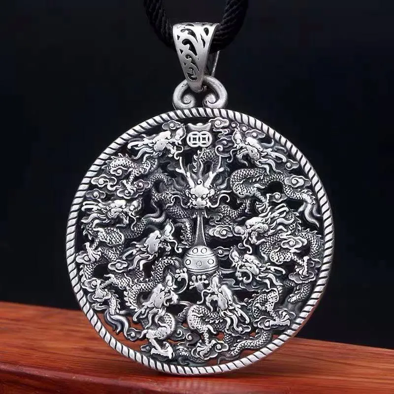 Pendentif Colliers Bijoux De Mode S925 Thai Argent Dragon Collier Pour Hommes Rétro Personnalité Dominatrice Creux À La Mode Hommes ChainPendan