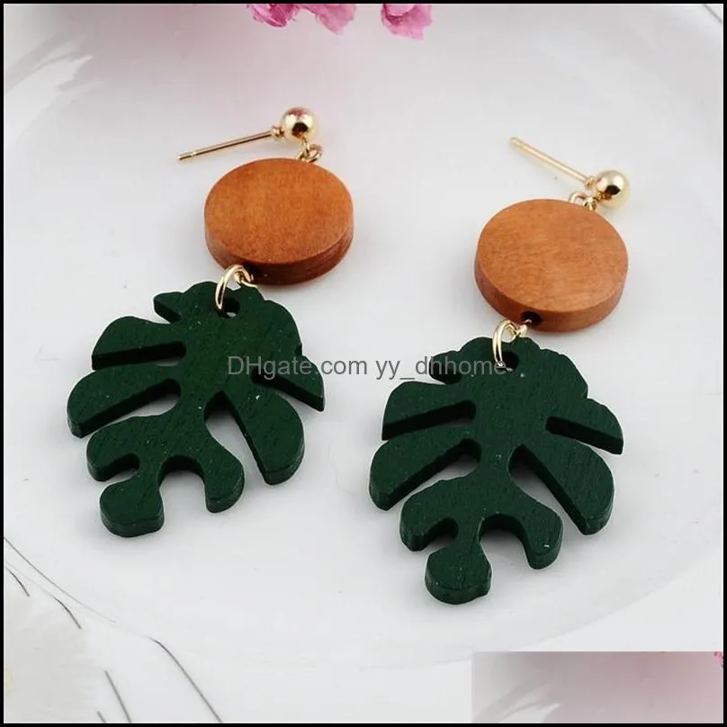 New Fashion Bohemia Leaf Dangle Earrings for Women Girls Tropical Plant Wood Drop Earring Summer Beach Jewelry Party Gifts