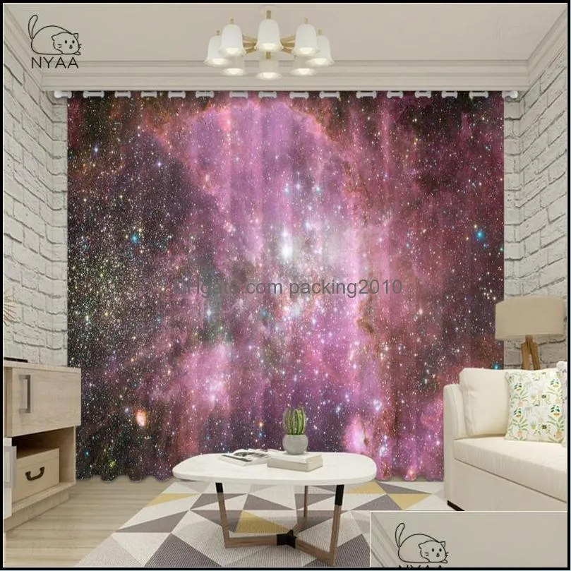 Space Decor Window Curtain Galaxy Stars Curtains Galaxy Stars In Celestial Astronomy Nursery For Bedroom Living Room Curtains