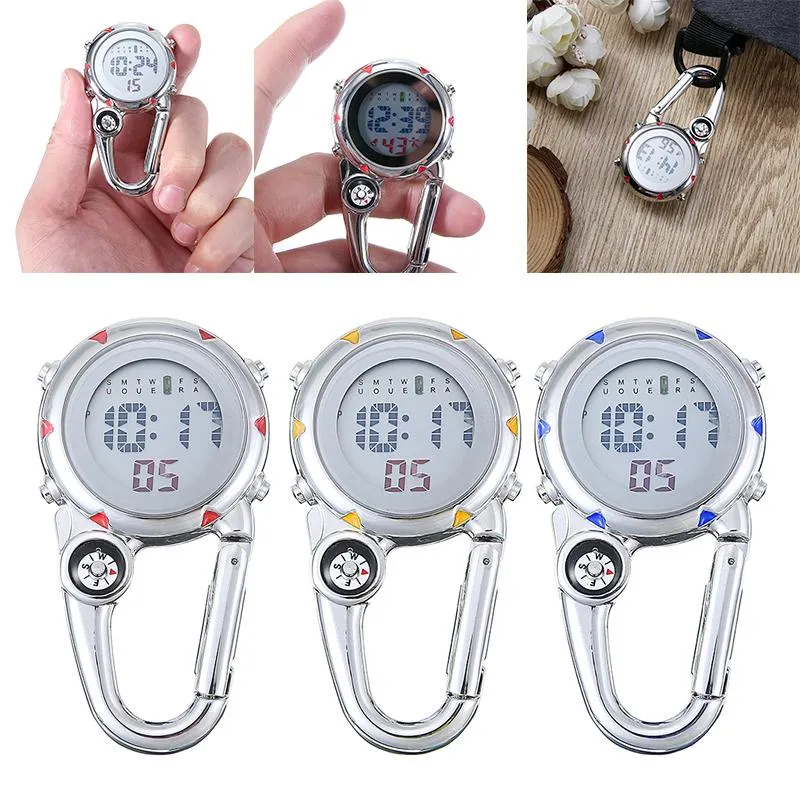 Montre-bracelets Clip vintage sur Carabiner Digital Watch For Hikers Outdoor Construction Workers Clock Pack Lumin Lumin Hands Watcheswristwatch