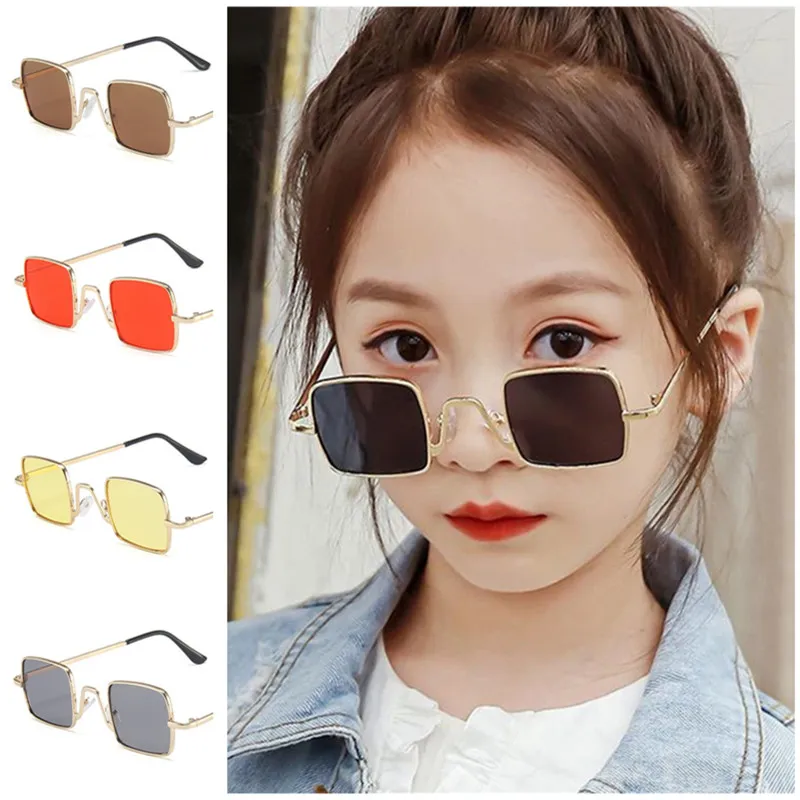 New Children Sunglasses Hip Hop Glasses Kids Square Anti-uv Spectacles Alloy Frame Eyeglasses Retro Ornamental
