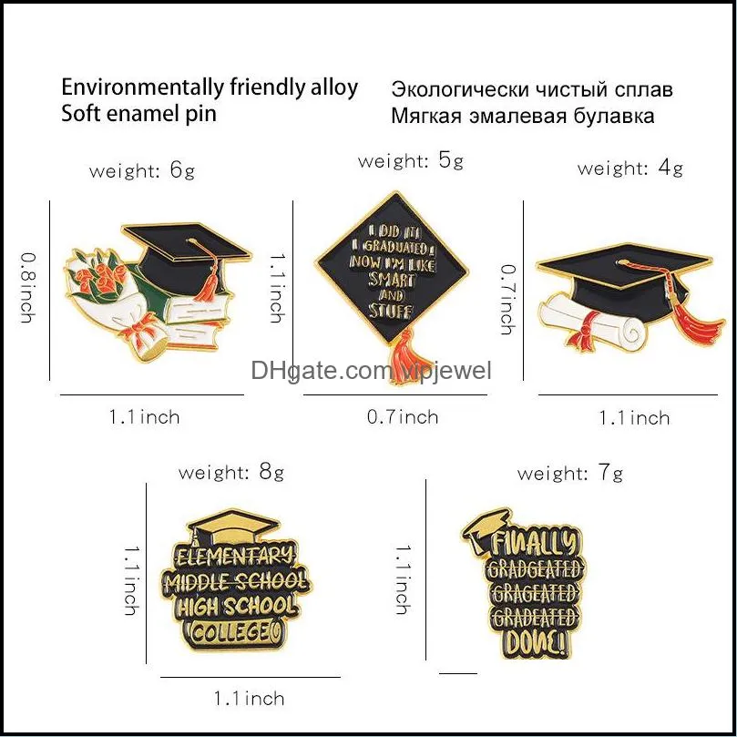 graduation doctoral cap flowers letters shape brooch pins europe unisex alloy paint commencement collar lapel pin backpack hat dress clothes buckle badges