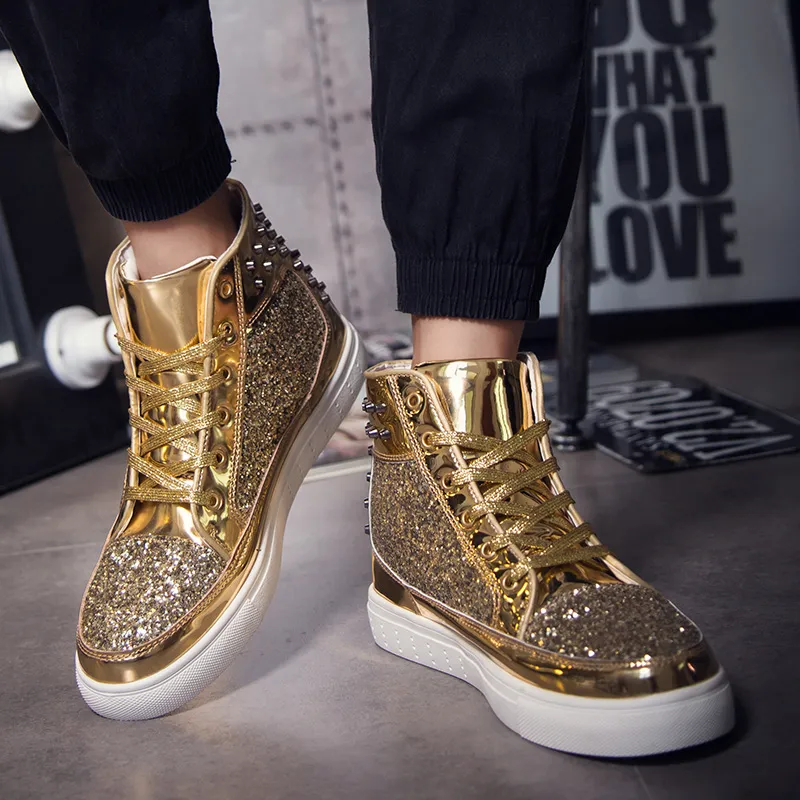Shoes Vulcanized Men's High Top Sneakers Men Luxury Shoes Man Casual For Fashion Male Sequin Shoe Vulcanize Sports Mens Boots