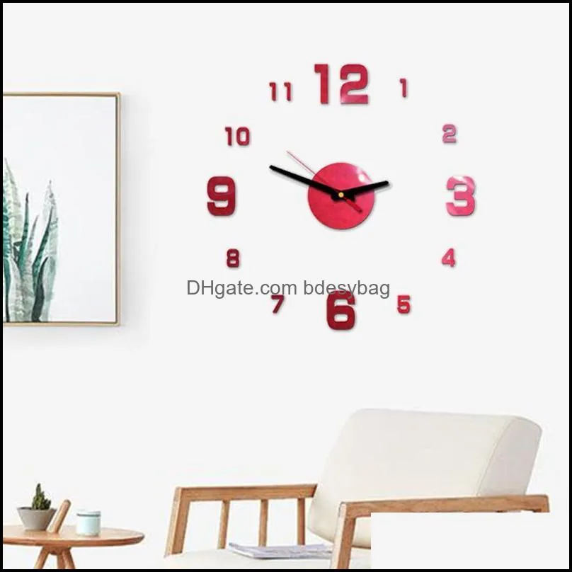 2019 modern design rushed quartz clocks fashion watches mirror sticker diy living room decor new arrival 3d real big wall clock