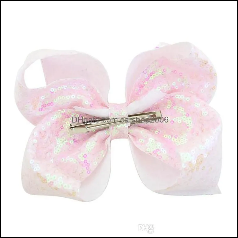 Top Quality 20 Color Children Accessories Girl Hair Clips Bow Barrettes Sequins Bow Hairpin Kid Hairwear Multicolor
