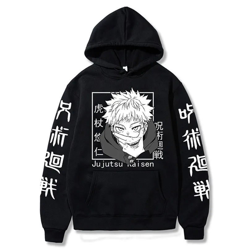 Sweats à capuche pour hommes Sweatshirts Anime Jujutsu Kaisen Sweat à capuche pour hommes Harajuku Unisexe Mode Casual Sweat à capuche Homme Streetwear Yuji Itadori Haut imprimé 220809