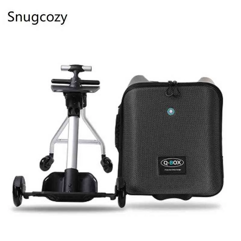 Snugcozy High Quality And Convenient Kids Scooter Suitcase Safety Lazy Carry On Rolling Luggage Ride Trolley Bag For Baby J220708 J220708