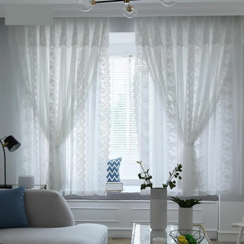 Curtain & Drapes Custom Curtains European Jacquard Striped Cotton Double Layer White Livingroom Bedroom Window Yarn Tulle Sheer M725Curtain