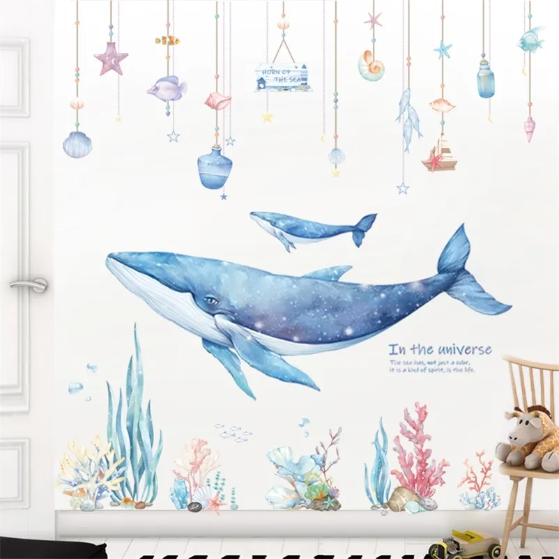Cartoon Dreamland Wall Stick para quartos infantis decoração de parede de berçário adesivos de azulejo de vinil decalques de parede de baleia à prova d'água decoração de casa 220727