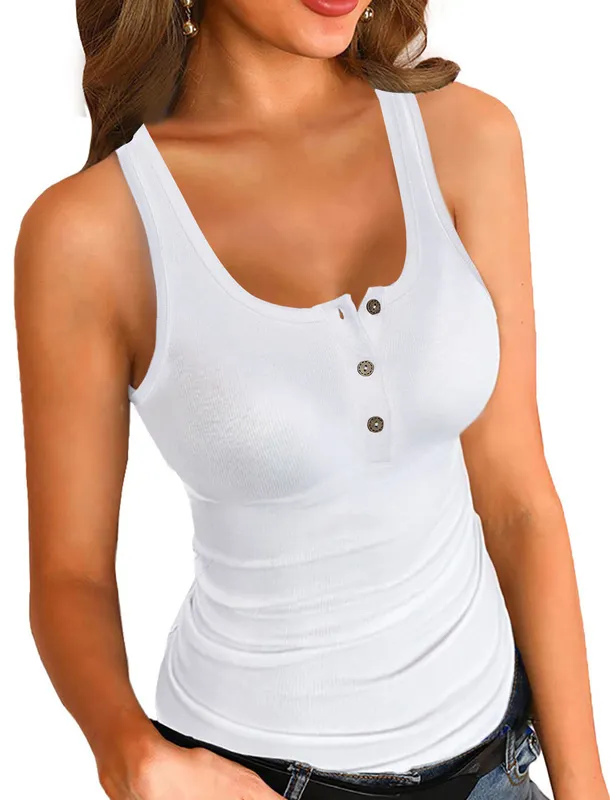 VAFFUL Womens Basic Knitted Ribbed Corset Button Front Tank Top Sleeveless,  Sexy & Perfect For Summer Black 220316 From Long005, $13.68