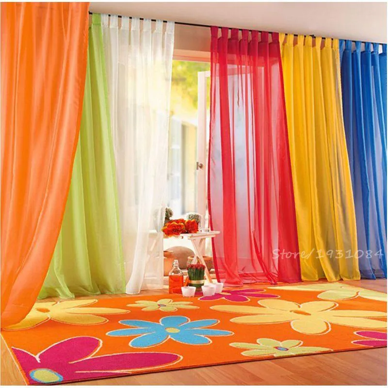 Curtain & Drapes Colors Sheer For Living Room Window Tulle Curtains Bedroom Home Decor Draperies Organza 1PCSCurtain