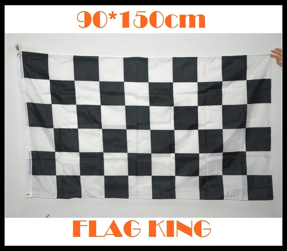 3*5ft rutig racingflagga 90 cm*150 cm svart vit rutig nascar flaggmotorsport racing banner hem dekoration