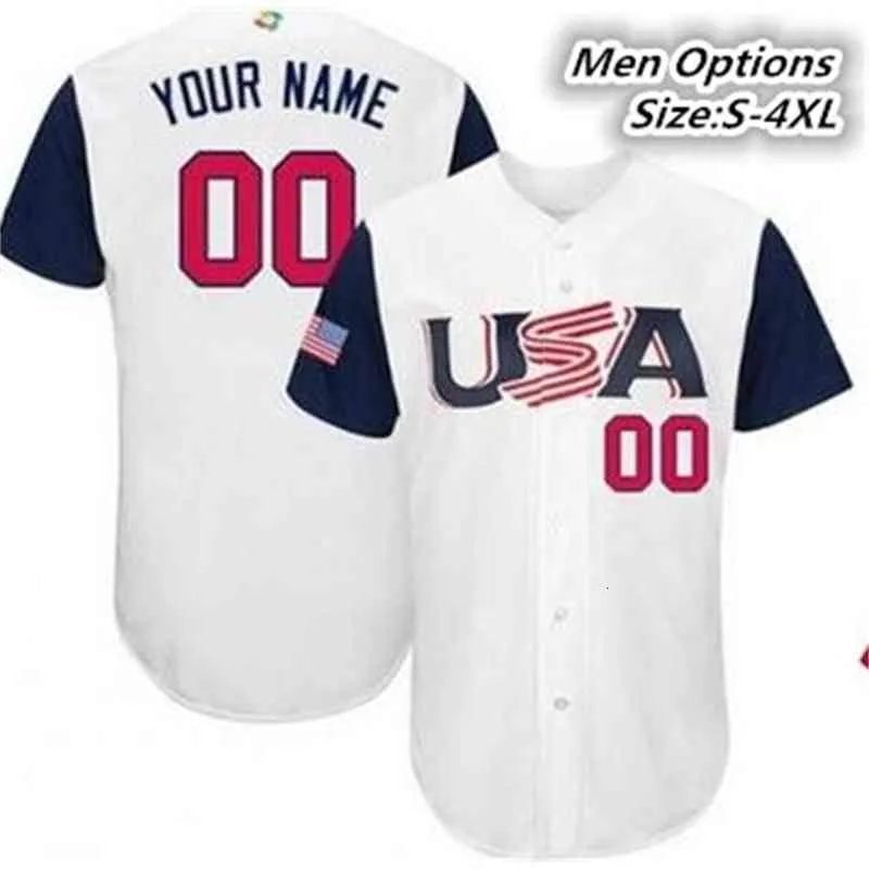 Custom 2023 World Baseball Team USA WBC Classic Jersey Men s Breathable Polyester Baseball Jersey Grey White Blue All Stitched Size S 4XL