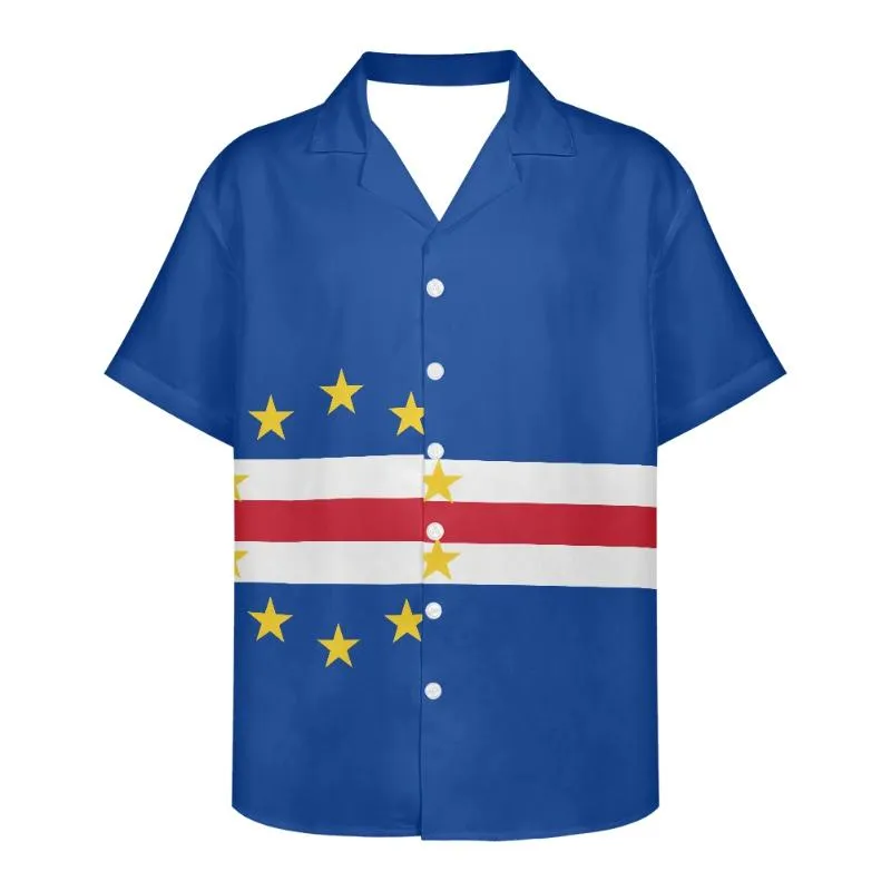 Men's Casual Shirts Cape Verde Flag Design Pattern Summer Vintage Fashion Short Sleeve Hawaii For Men Camisa Masculina Holiday PartyMen's