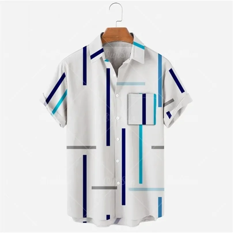 Мужской винтажный этнический стиль печать свободную подставку с коротким рукавом повседневная рубашка ежедневно в высококачественной большой блузке 220527
