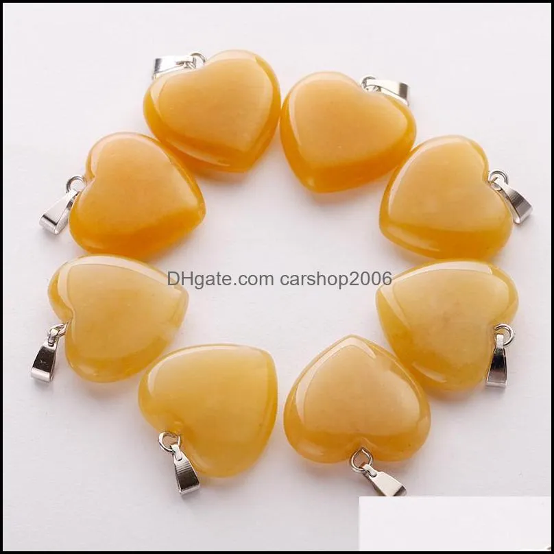 charms natural yellow jades stone love heart bead pendants 20mm for necklace jewelry marking woman wholesale