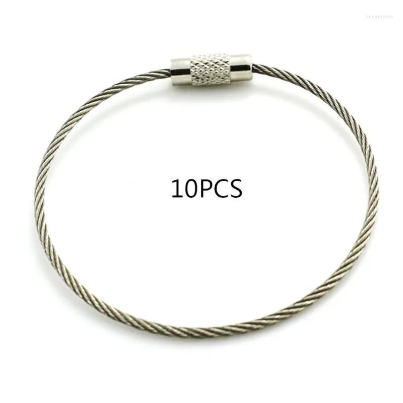 Keychains roestvrijstalen draadring kabelsleutel touw ophangen voor buitenwandelen miri22