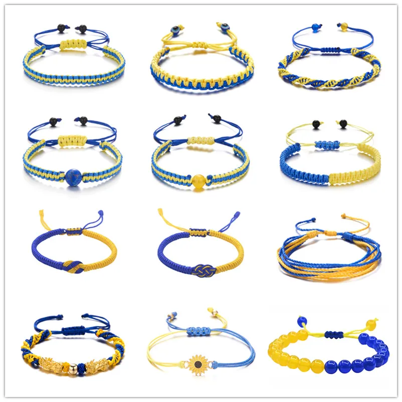 Очарование желтого синего украины браслеты для женщин мужчины ручной работы украинский флаж
