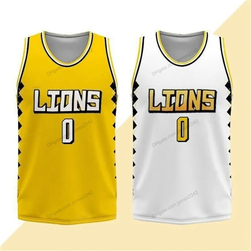 Nikivip Custom China Nick Young #0 GuangSha Lions Basketballtrikot, bedruckt, weiß, gelb, Größe S-4XL, beliebiger Name und Nummer, hochwertige Trikots