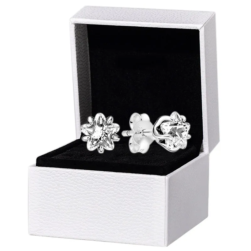 Celestial Sparkling Star Stud Earrings Original box for Pandora 925 Sterling Silver CZ crystal Fashion Women Earring set