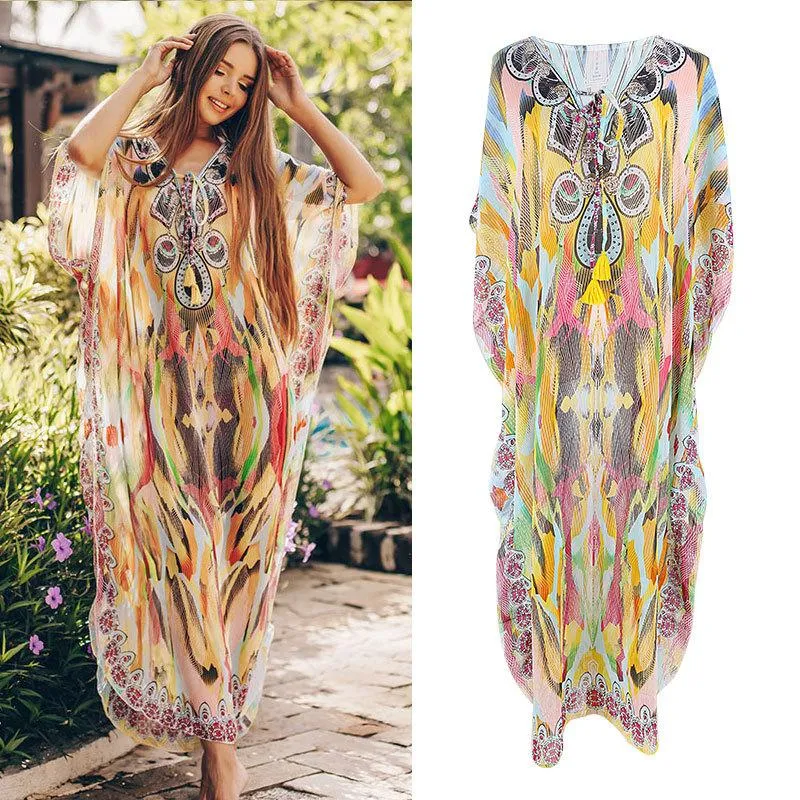 Costumi da bagno da donna Chiffon Vocation Beach Dress Robe De Plage Costume da bagno Cover Up Parei Playa Mujer Bikini Up Beachwear TunicaDonna